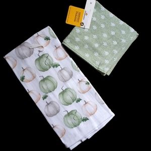 New! 3 piece Pumpkin Dish Towel set! 100% Cotton.